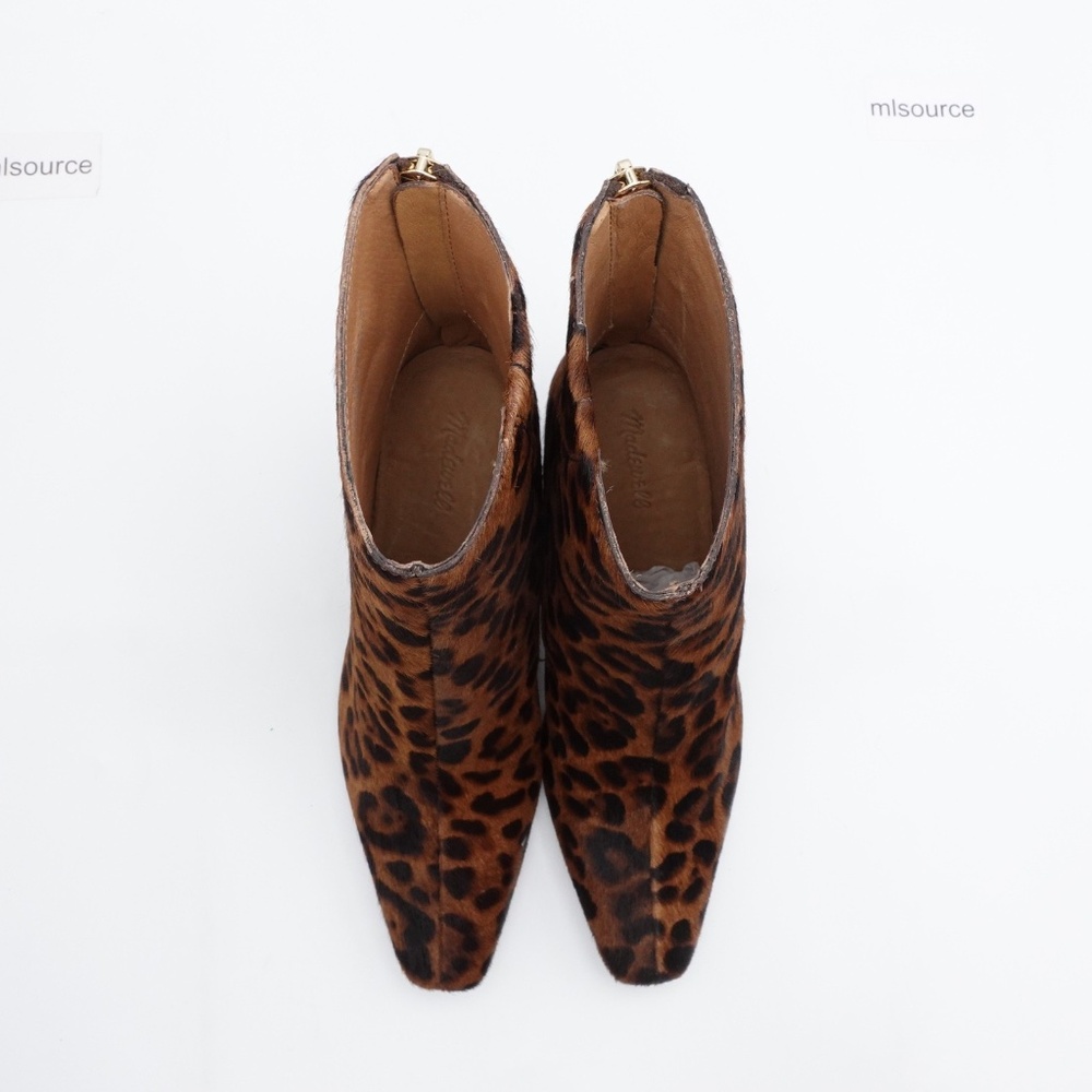 NEW US Size 7 Women's Madewell Diaz Snip-Toe Calf Hair Ankle Boots Leopard Brown - Picture 4 of 8